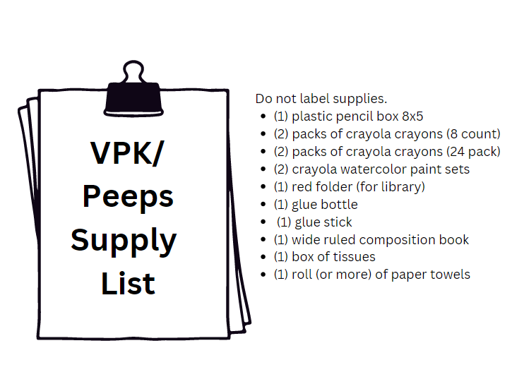  VPK/Peeps Supply List